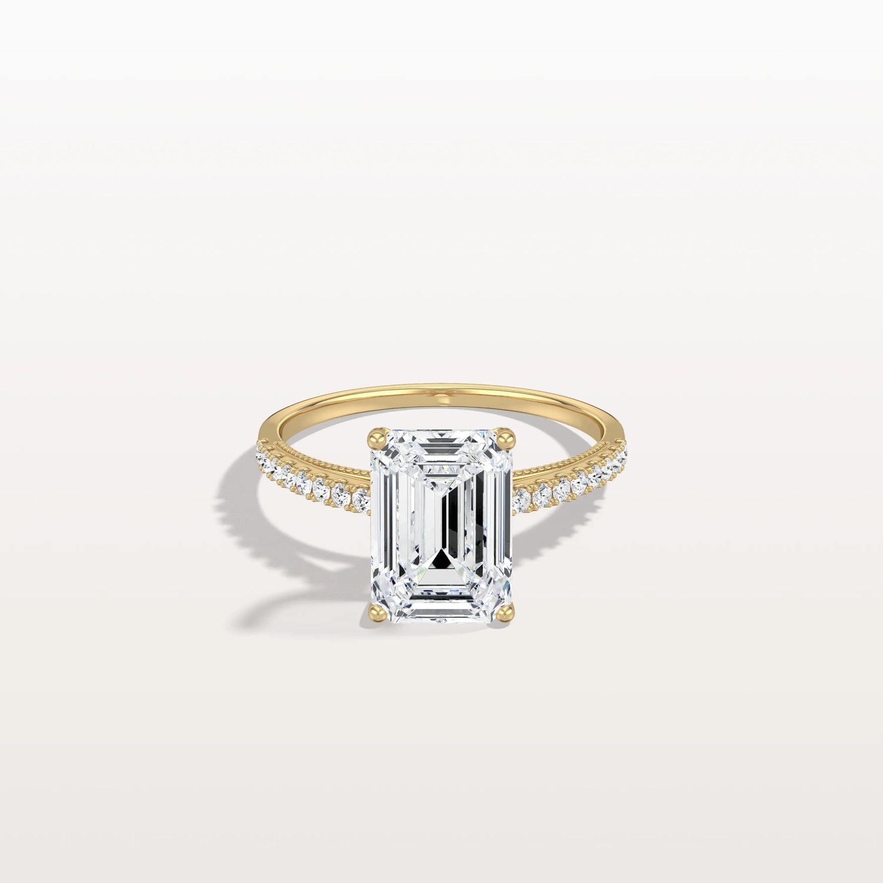 Emerald Cut Solitaire Pave 3CT Lab Grown Engagement Ring - Rings