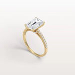 Emerald Cut Solitaire Pave 3CT Lab Grown Engagement Ring - Rings