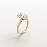 Emerald Cut Solitaire Pave 3CT Lab Grown Engagement Ring - Rings
