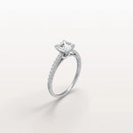 Asscher Cut Pave Solitaire 1CT Lab Grown Engagement Ring - Rings