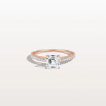 Asscher Cut Pave Solitaire 1CT Lab Grown Engagement Ring - Rings