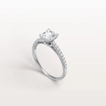 Asscher Cut Pave Solitaire 1CT Lab Grown Engagement Ring - Rings
