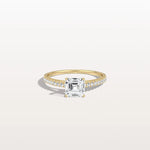Asscher Cut Pave Solitaire 1CT Lab Grown Engagement Ring - Rings