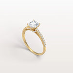Asscher Cut Pave Solitaire 1CT Lab Grown Engagement Ring - Rings
