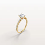 Asscher Cut Pave Solitaire 1CT Lab Grown Engagement Ring - Rings