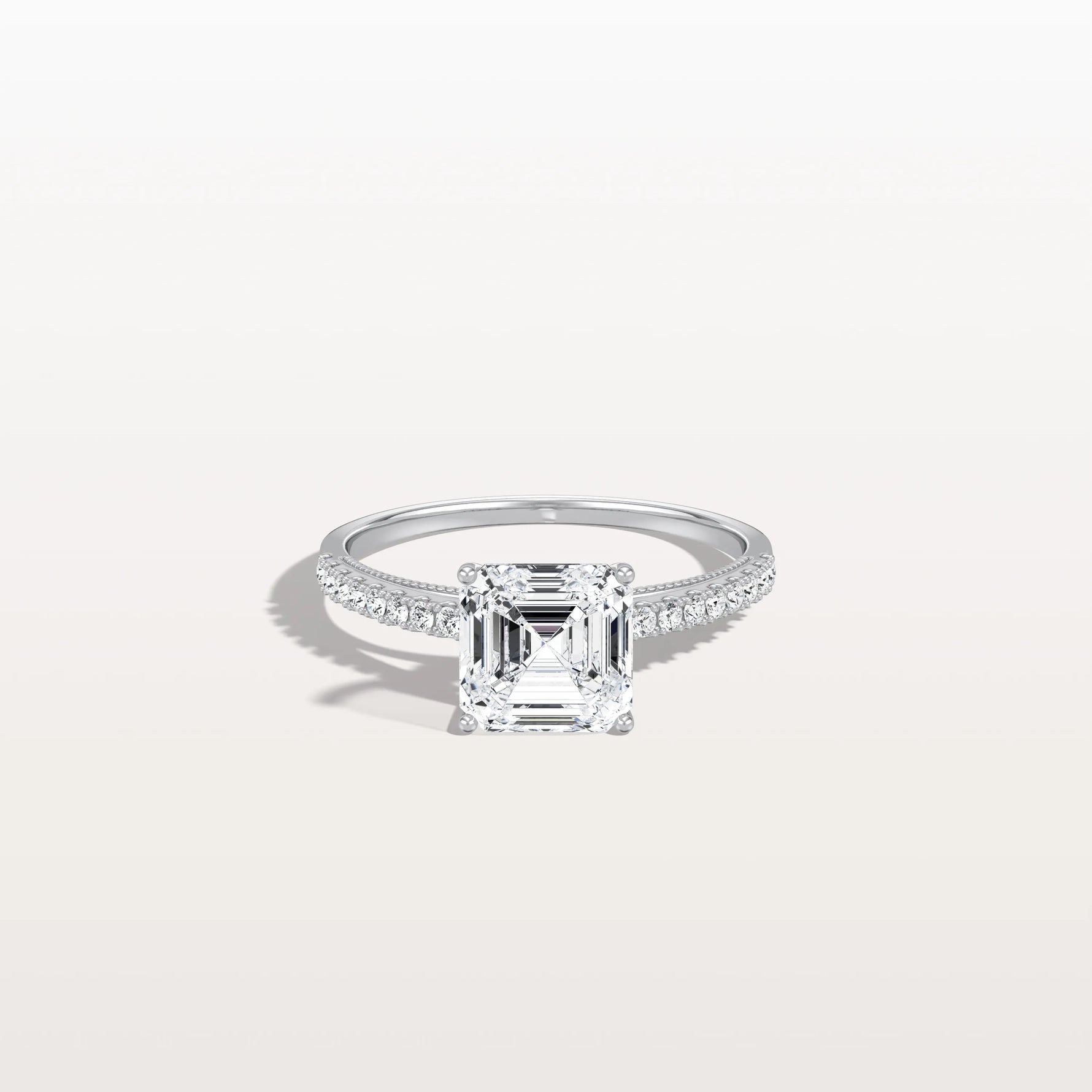 Asscher Cut Pave Solitaire 2CT Lab Grown Engagement Ring - Rings