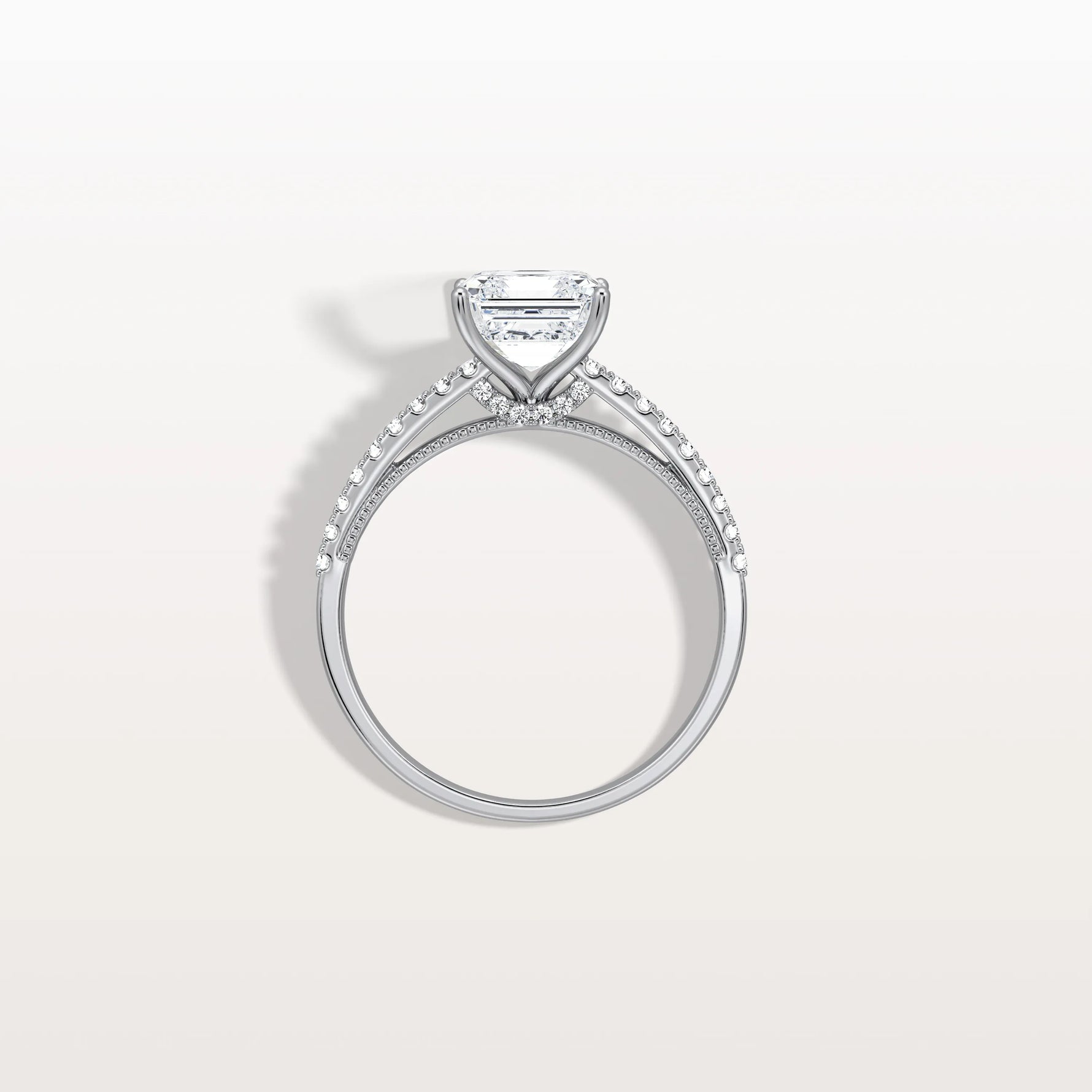Asscher Cut Pave Solitaire 2CT Lab Grown Engagement Ring - Rings