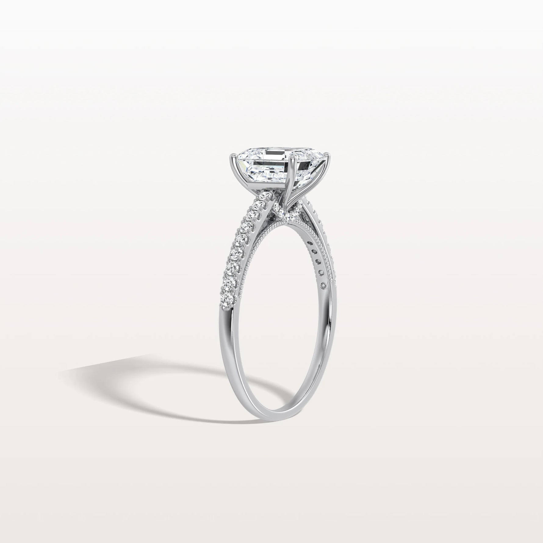 Asscher Cut Pave Solitaire 2CT Lab Grown Engagement Ring - Rings
