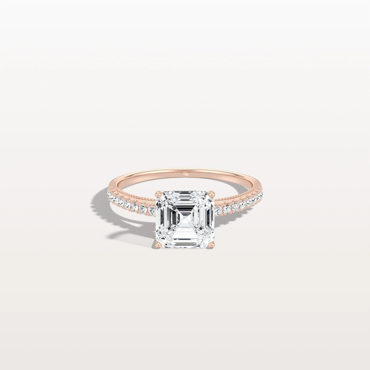 Asscher Cut Pave Solitaire 2CT Lab Grown Engagement Ring - Rings