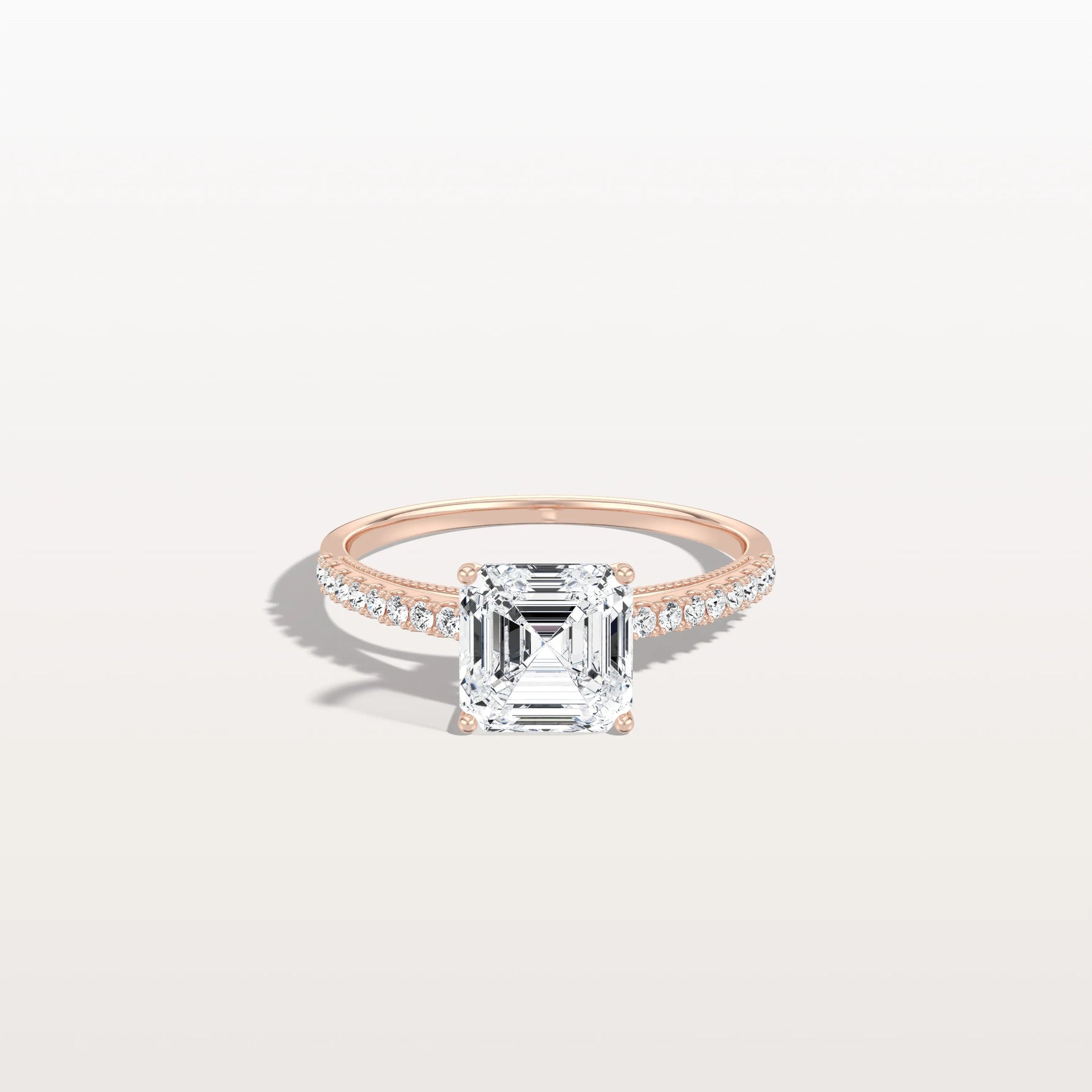 Asscher Cut Pave Solitaire 2CT Lab Grown Engagement Ring - Rings