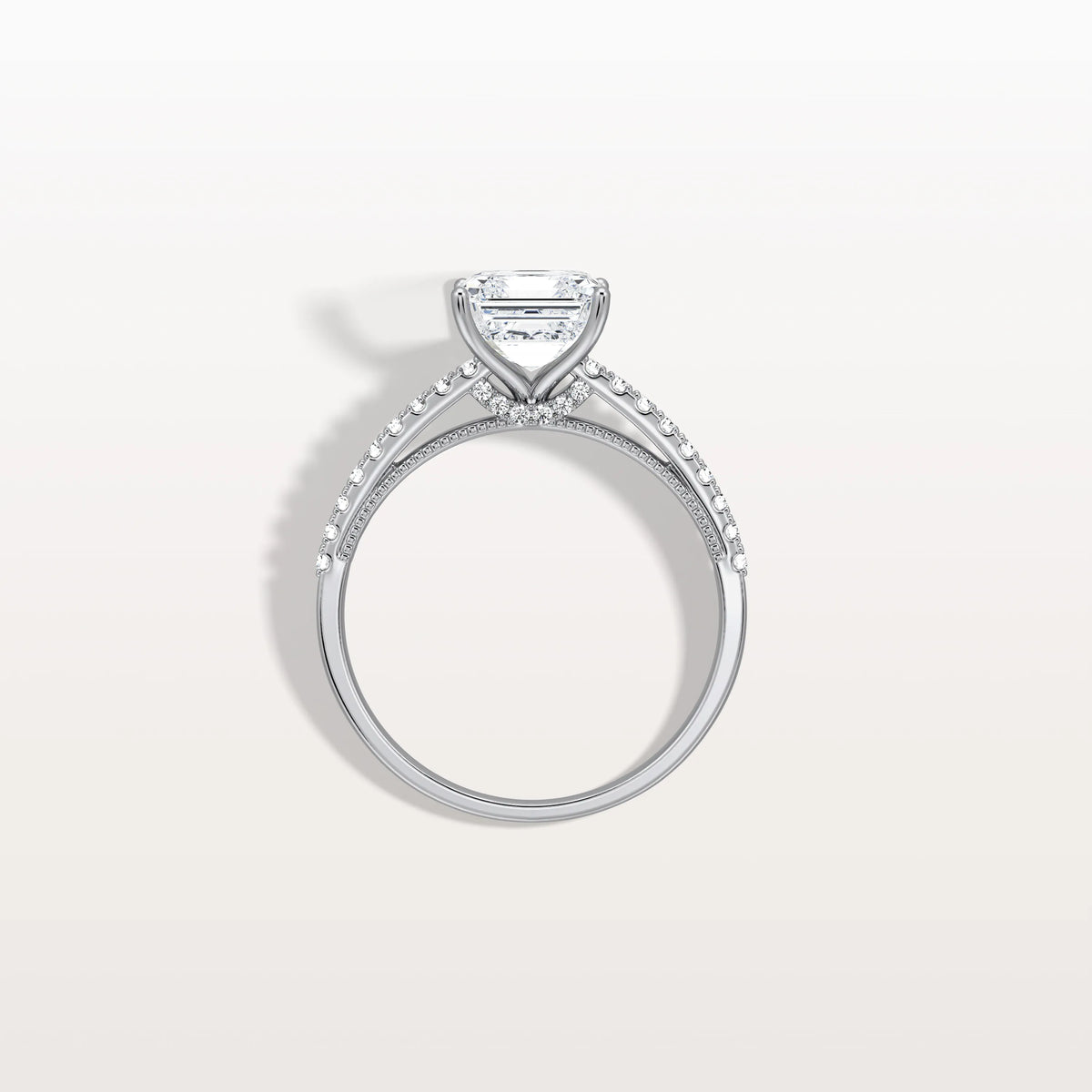 Asscher Cut Pave Solitaire 2CT Lab Grown Engagement Ring - Rings