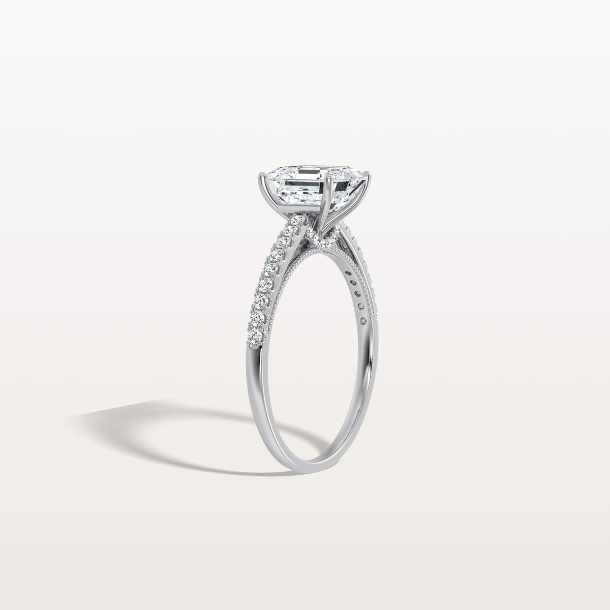 Asscher Cut Pave Solitaire 2CT Lab Grown Engagement Ring - Rings