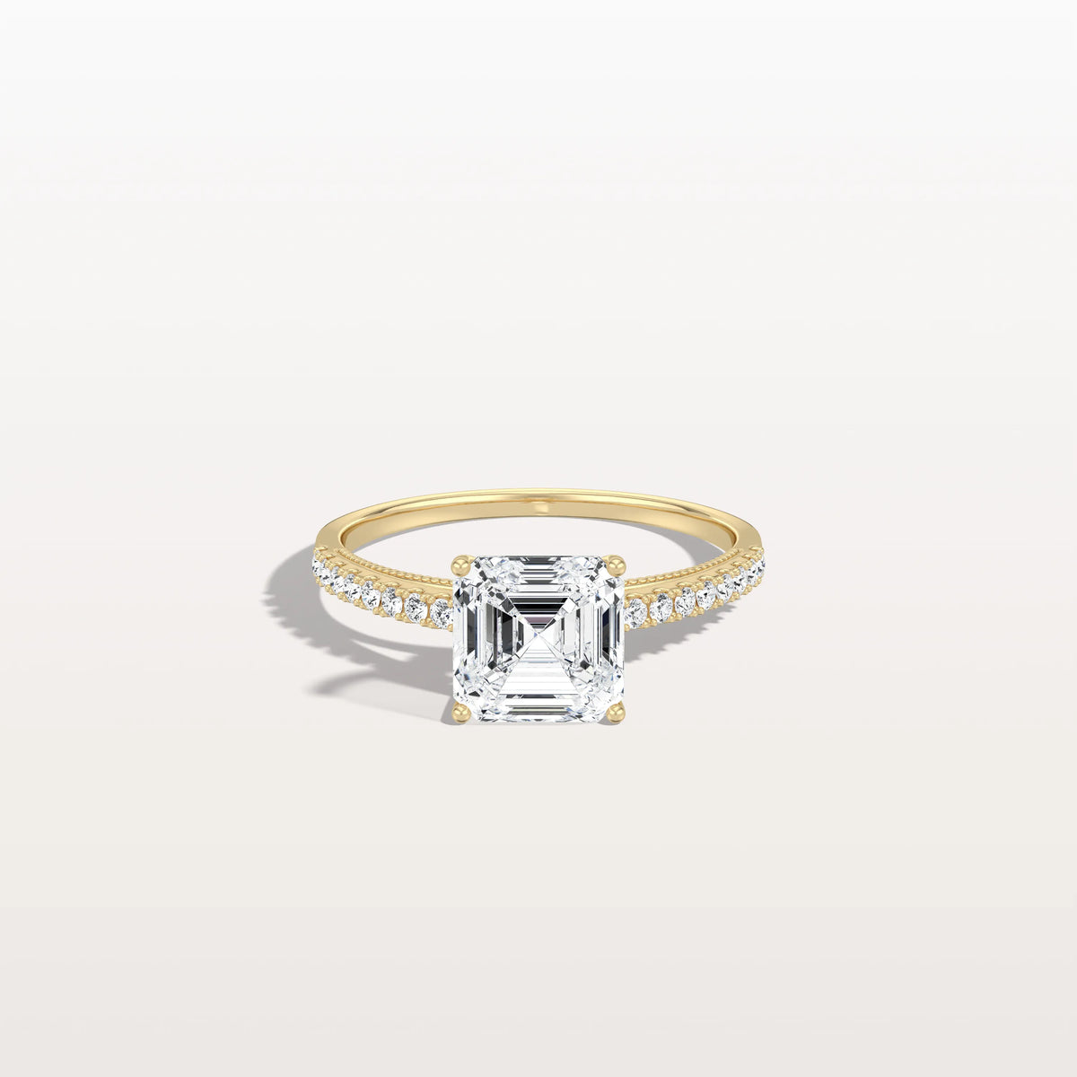Asscher Cut Pave Solitaire 2CT Lab Grown Engagement Ring - Rings