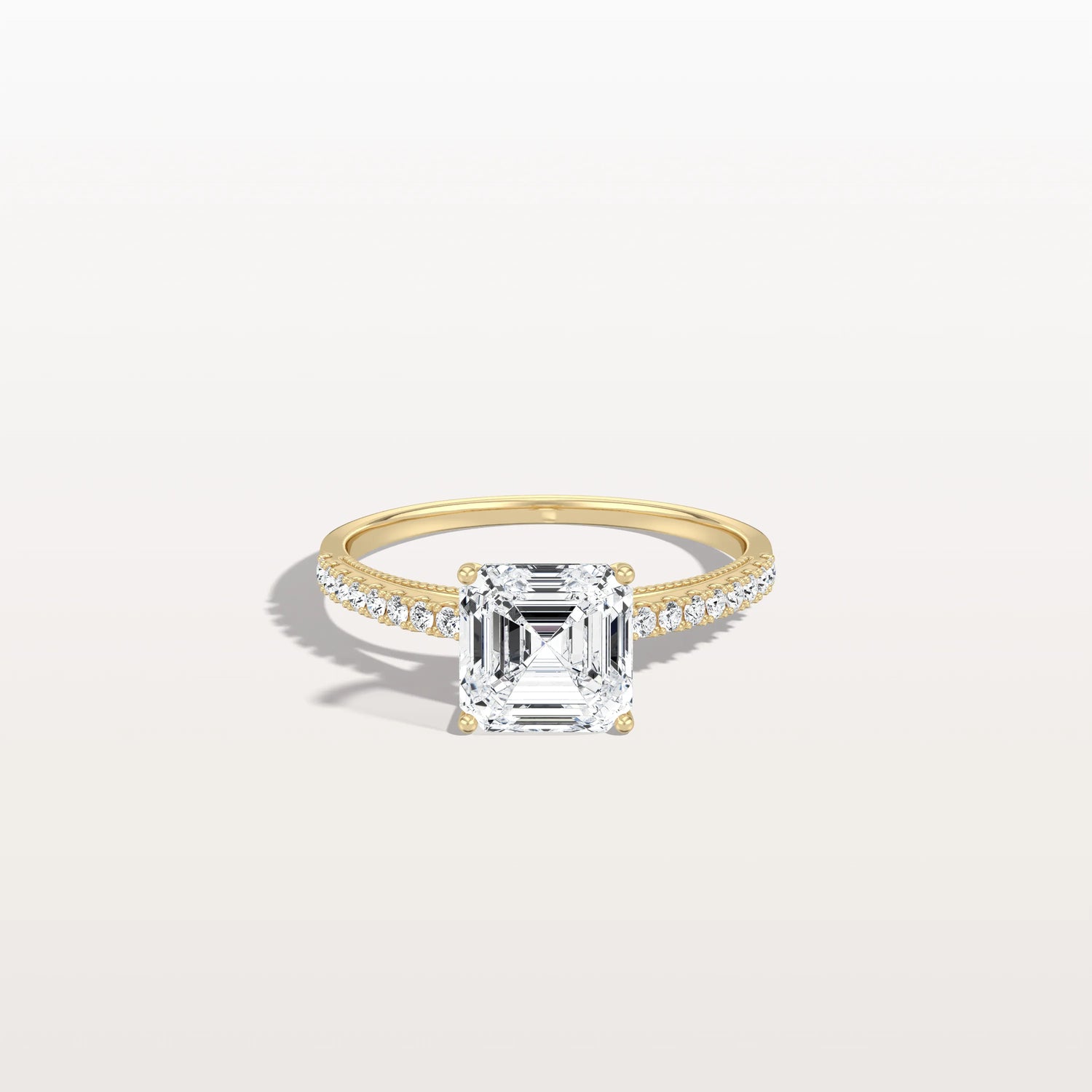 Asscher Cut Pave Solitaire 2CT Lab Grown Engagement Ring - Rings