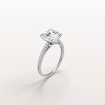Asscher Cut Pave Solitaire 3CT Lab Grown Engagement Ring - Rings