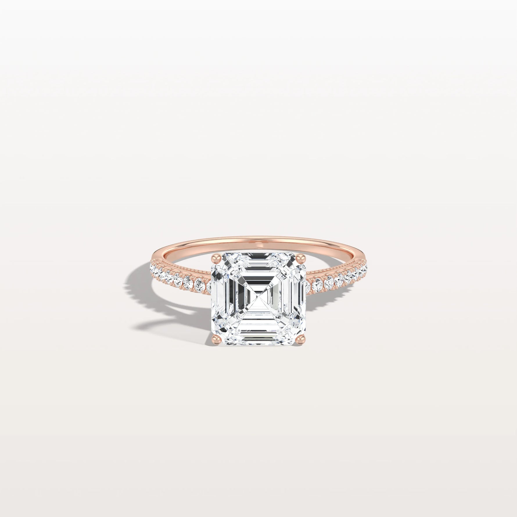 Asscher Cut Pave Solitaire 3CT Lab Grown Engagement Ring - Rings