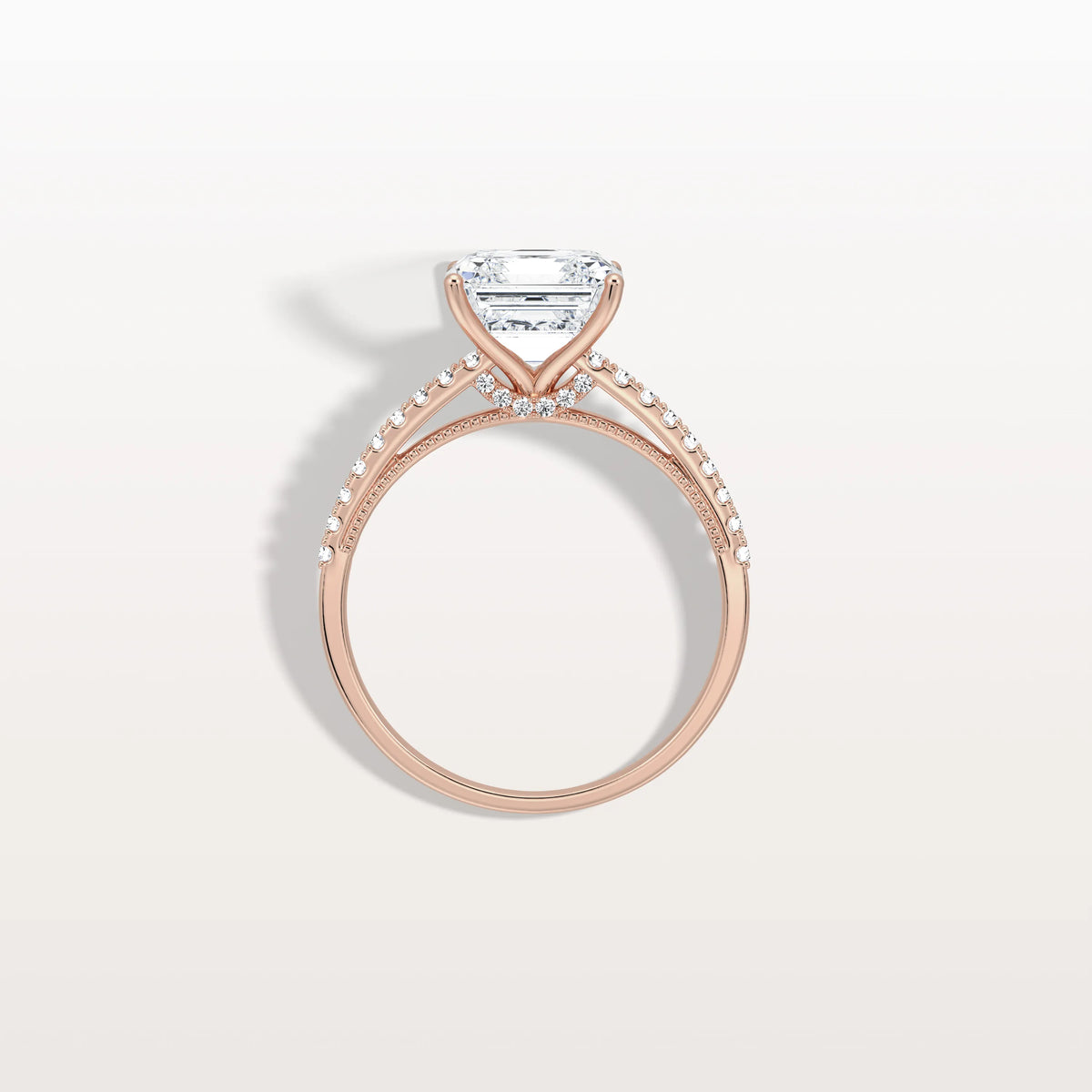Asscher Cut Pave Solitaire 3CT Lab Grown Engagement Ring - Rings