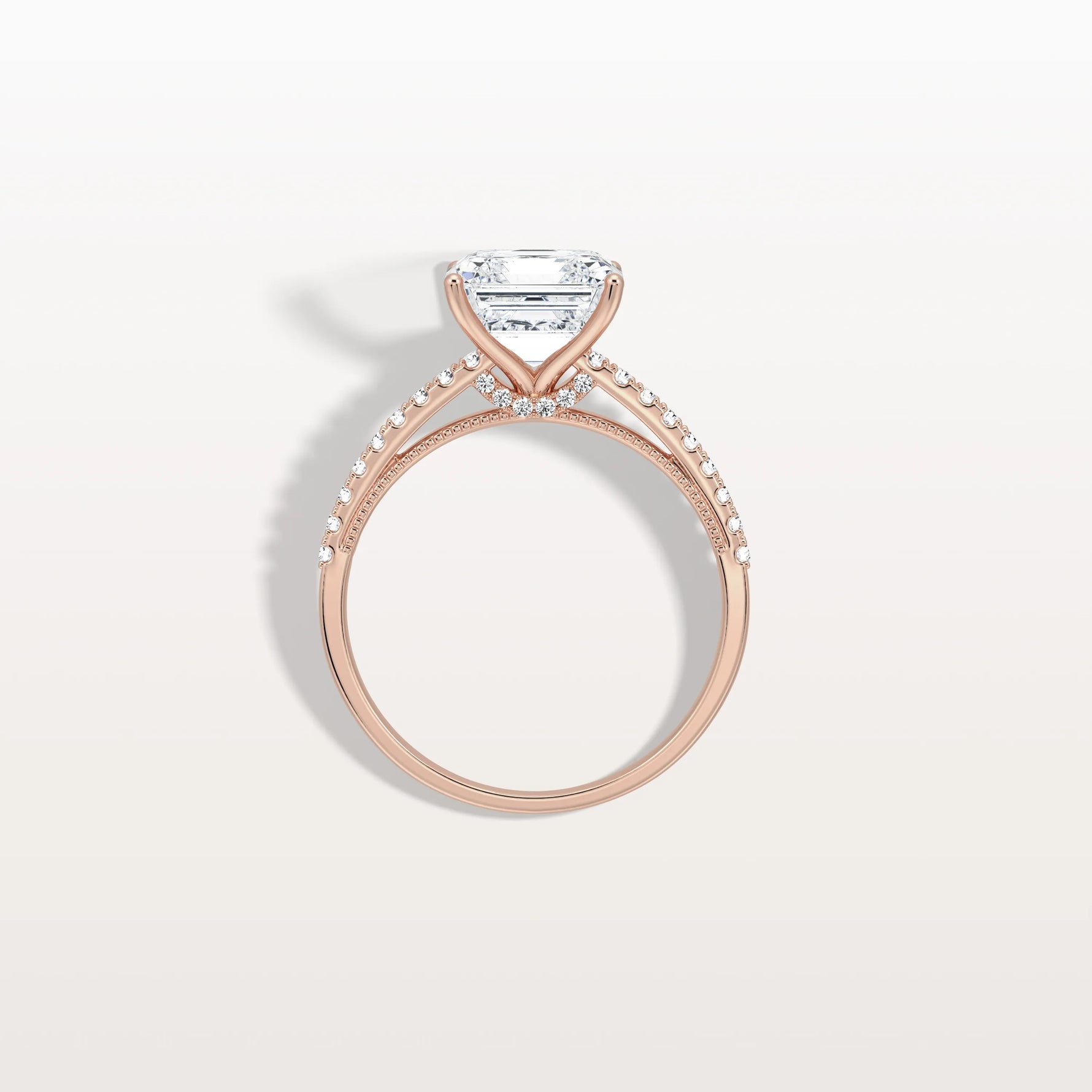 Asscher Cut Pave Solitaire 3CT Lab Grown Engagement Ring - Rings