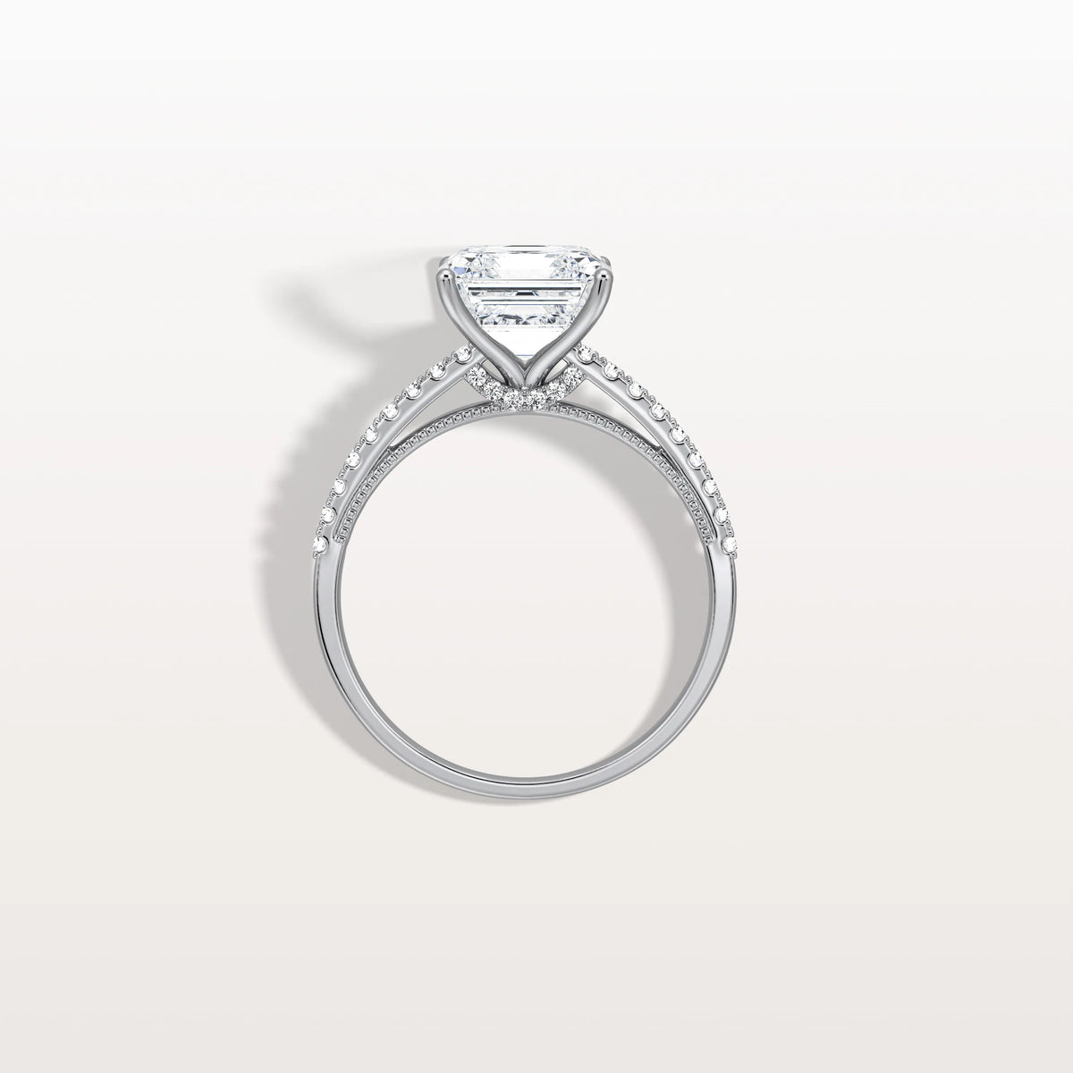 Asscher Cut Pave Solitaire 3CT Lab Grown Engagement Ring - Rings