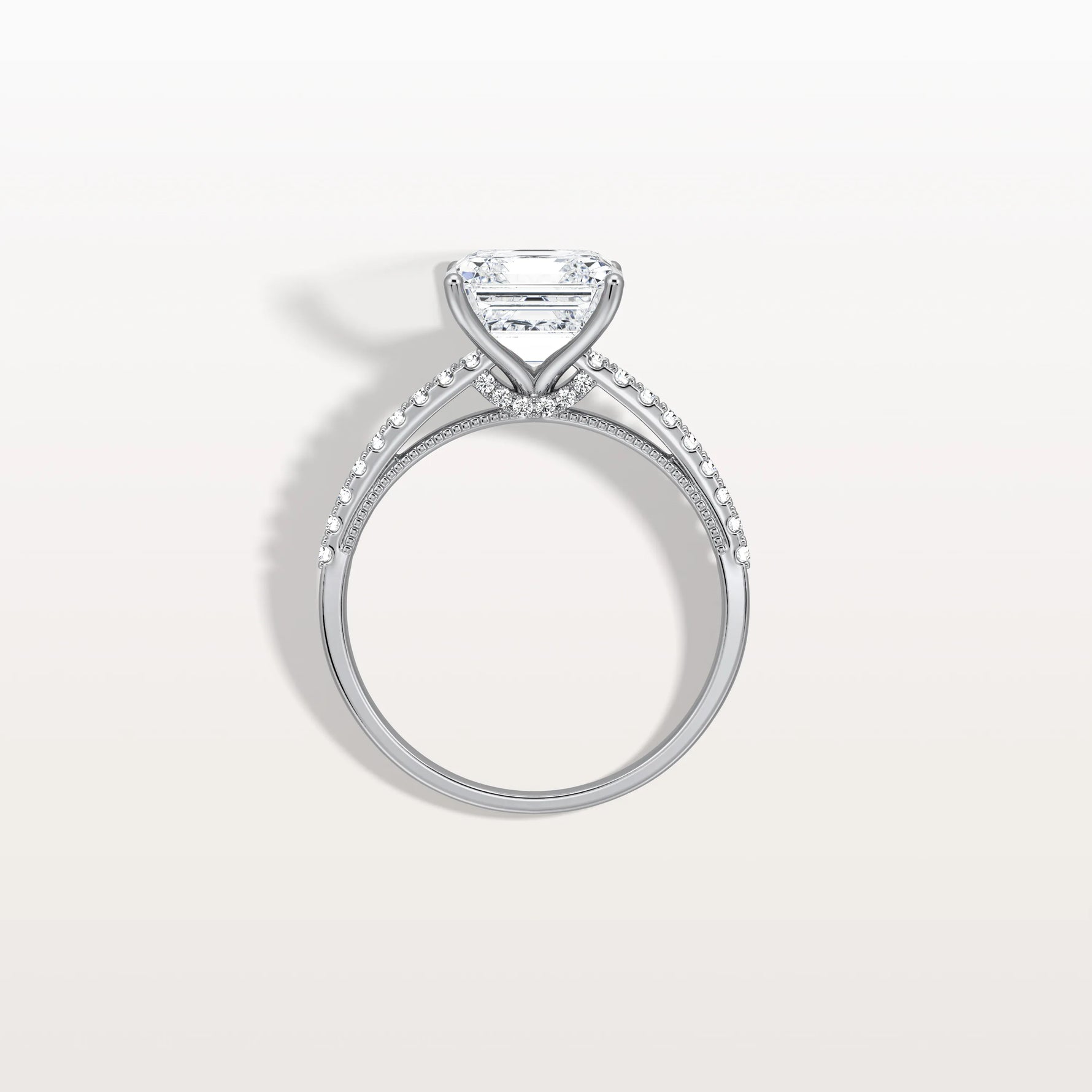 Asscher Cut Pave Solitaire 3CT Lab Grown Engagement Ring - Rings