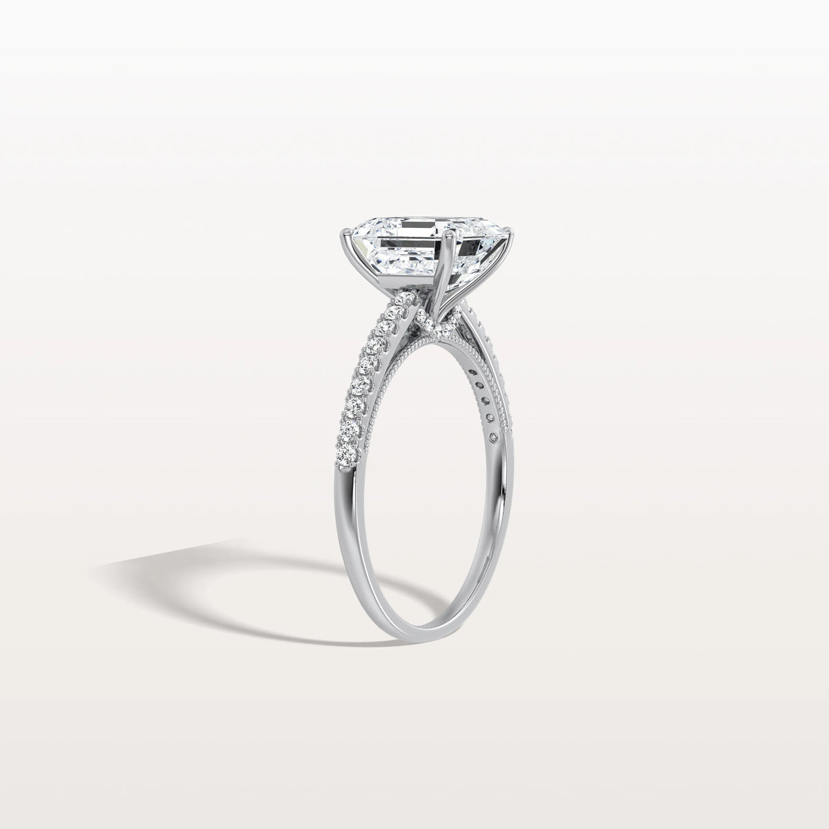 Asscher Cut Pave Solitaire 3CT Lab Grown Engagement Ring - Rings