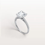 Asscher Cut Pave Solitaire 3CT Lab Grown Engagement Ring - Rings