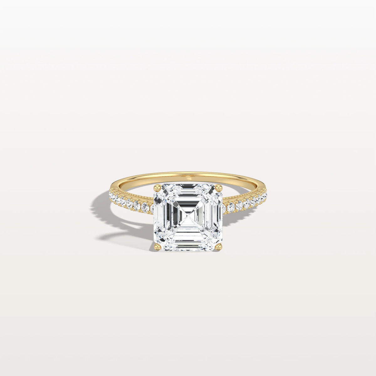 Asscher Cut Pave Solitaire 3CT Lab Grown Engagement Ring - Rings