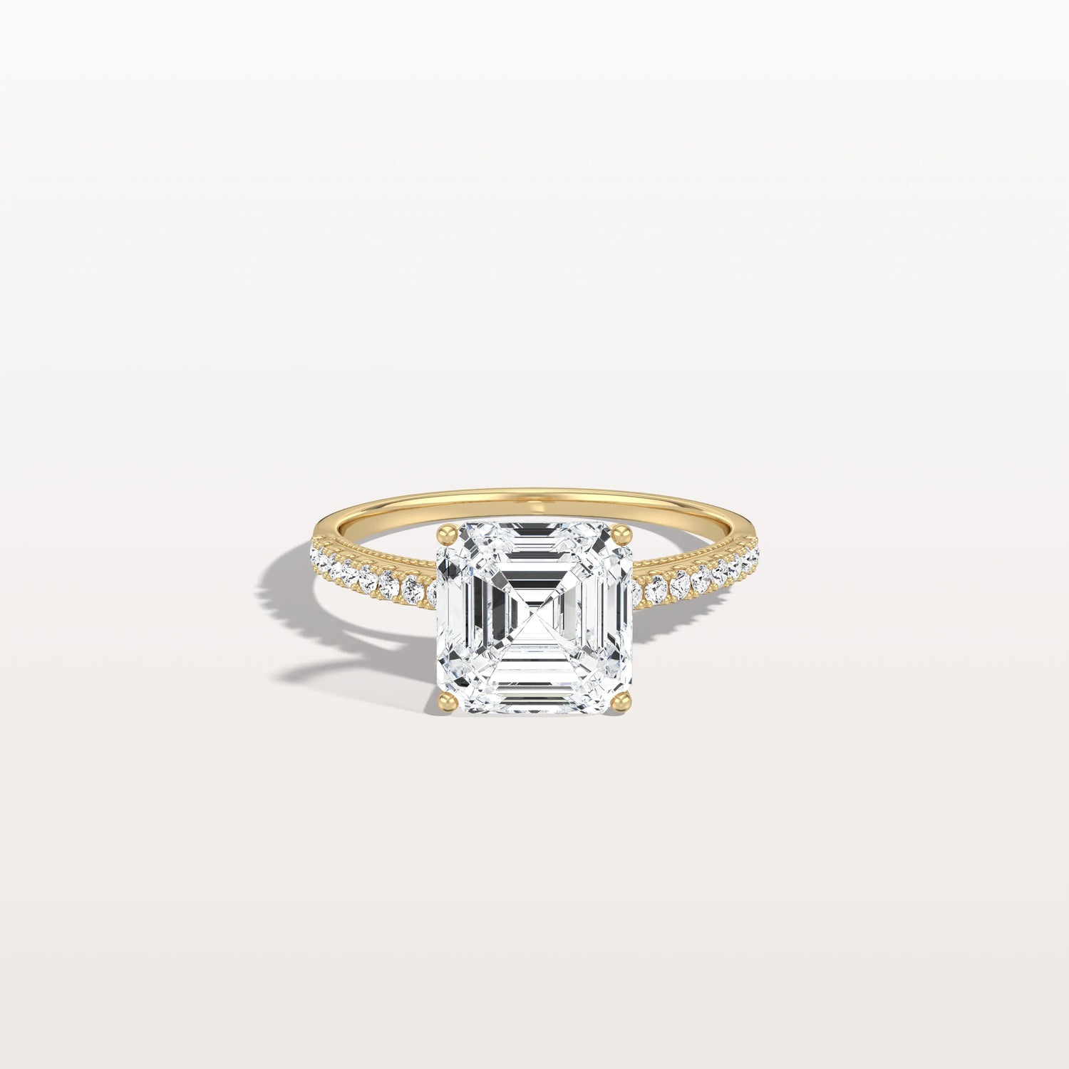 Asscher Cut Pave Solitaire 3CT Lab Grown Engagement Ring - Rings