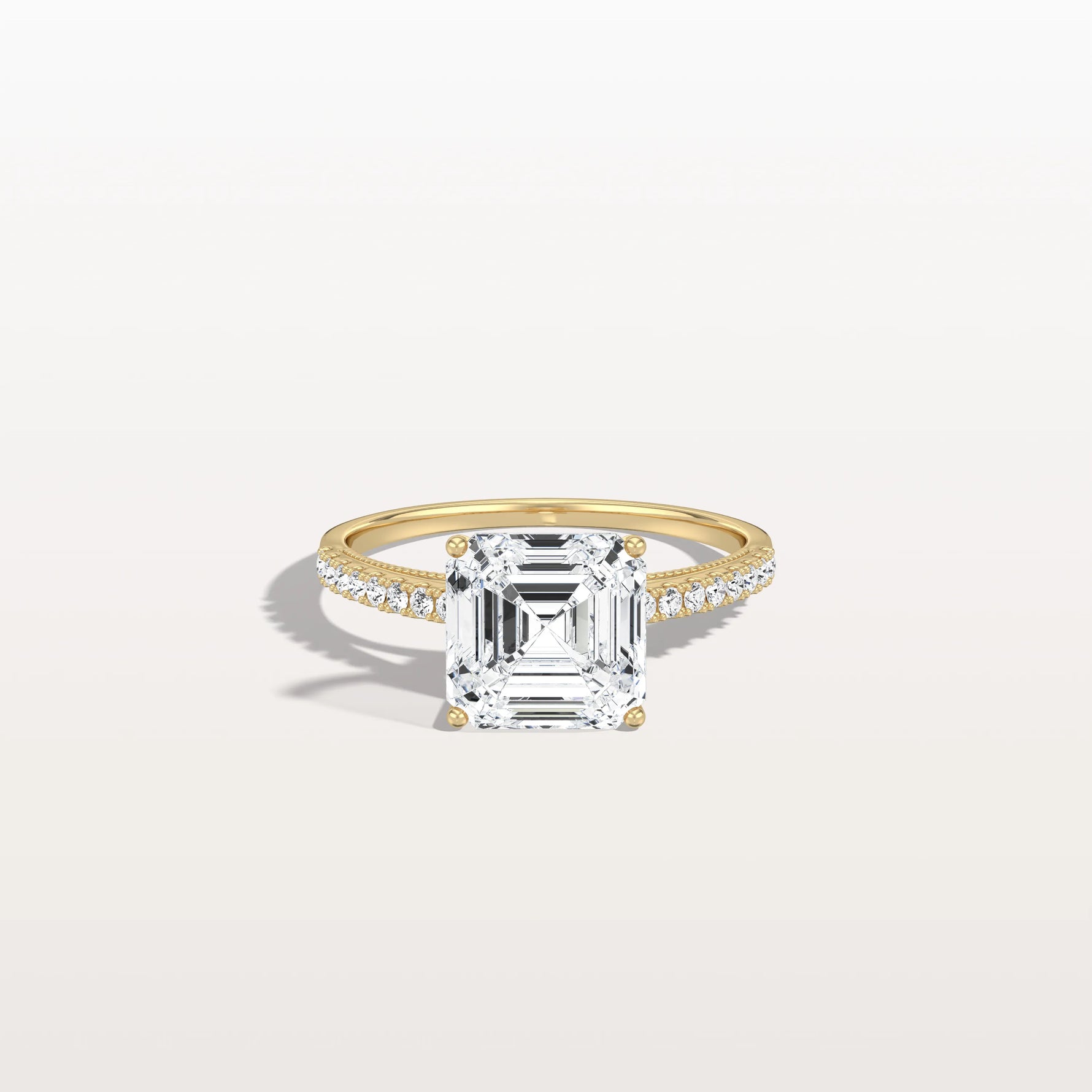 Asscher Cut Pave Solitaire 3CT Lab Grown Engagement Ring - Rings