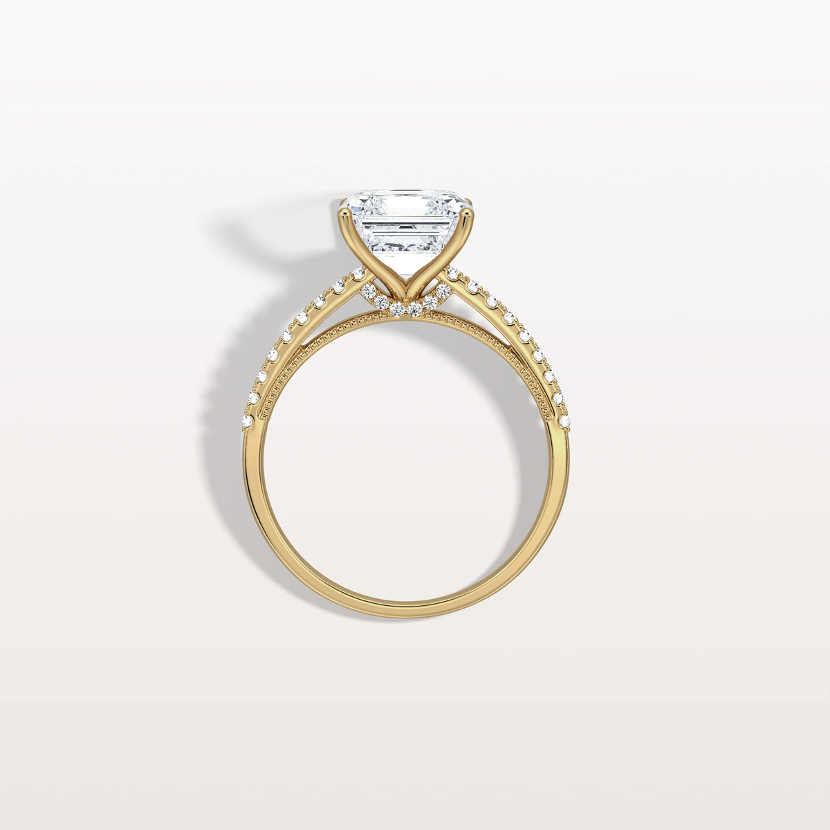 Asscher Cut Pave Solitaire 3CT Lab Grown Engagement Ring - Rings
