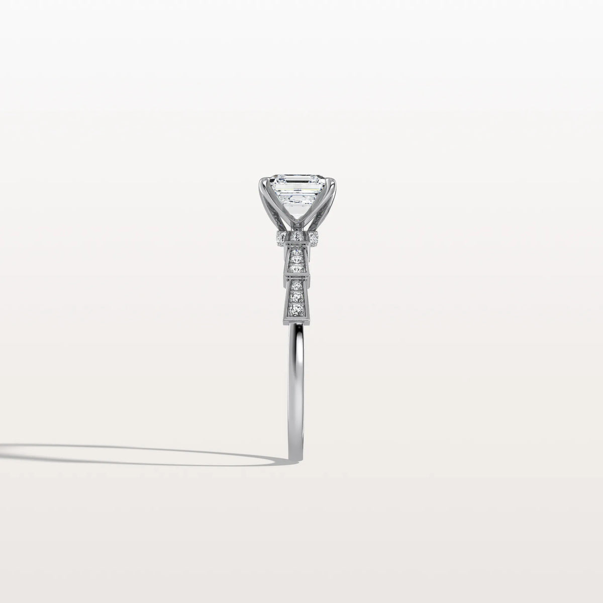 Hidden Halo Asscher Cut 1CT Lab Grown Diamond Pave Ring - Rings