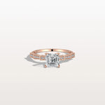 Hidden Halo Asscher Cut 1CT Lab Grown Diamond Pave Ring - Rings