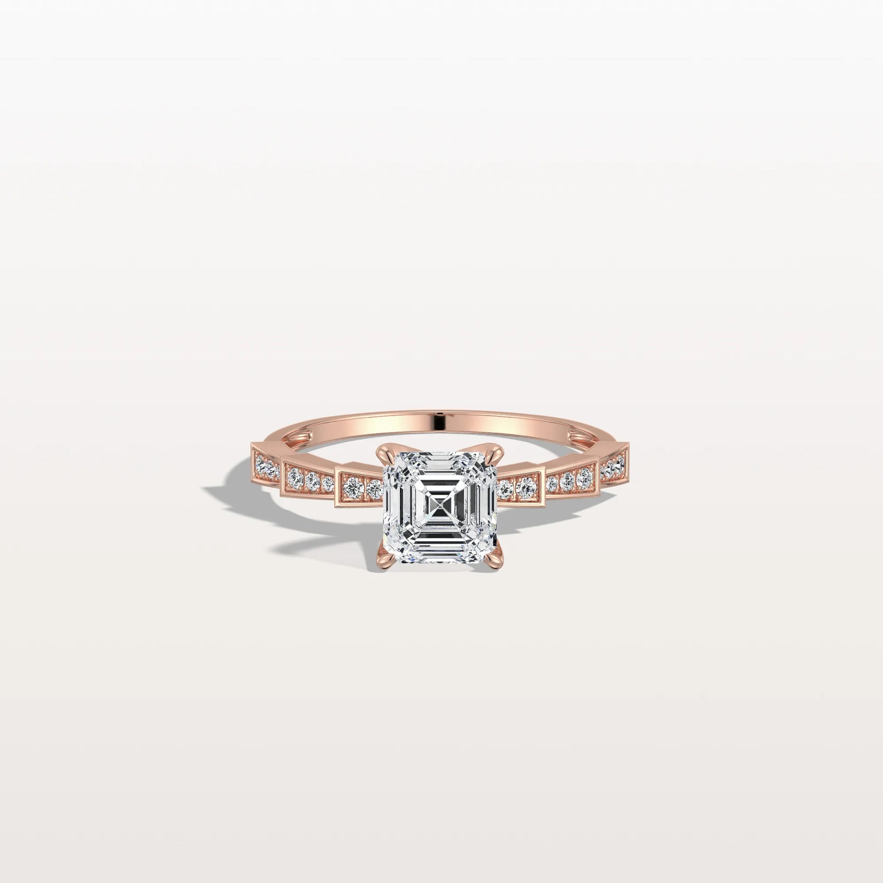 Hidden Halo Asscher Cut 1CT Lab Grown Diamond Pave Ring - Rings