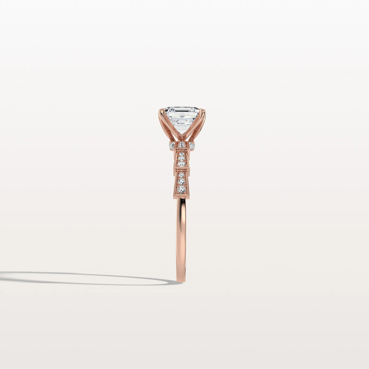 Hidden Halo Asscher Cut 1CT Lab Grown Diamond Pave Ring - Rings