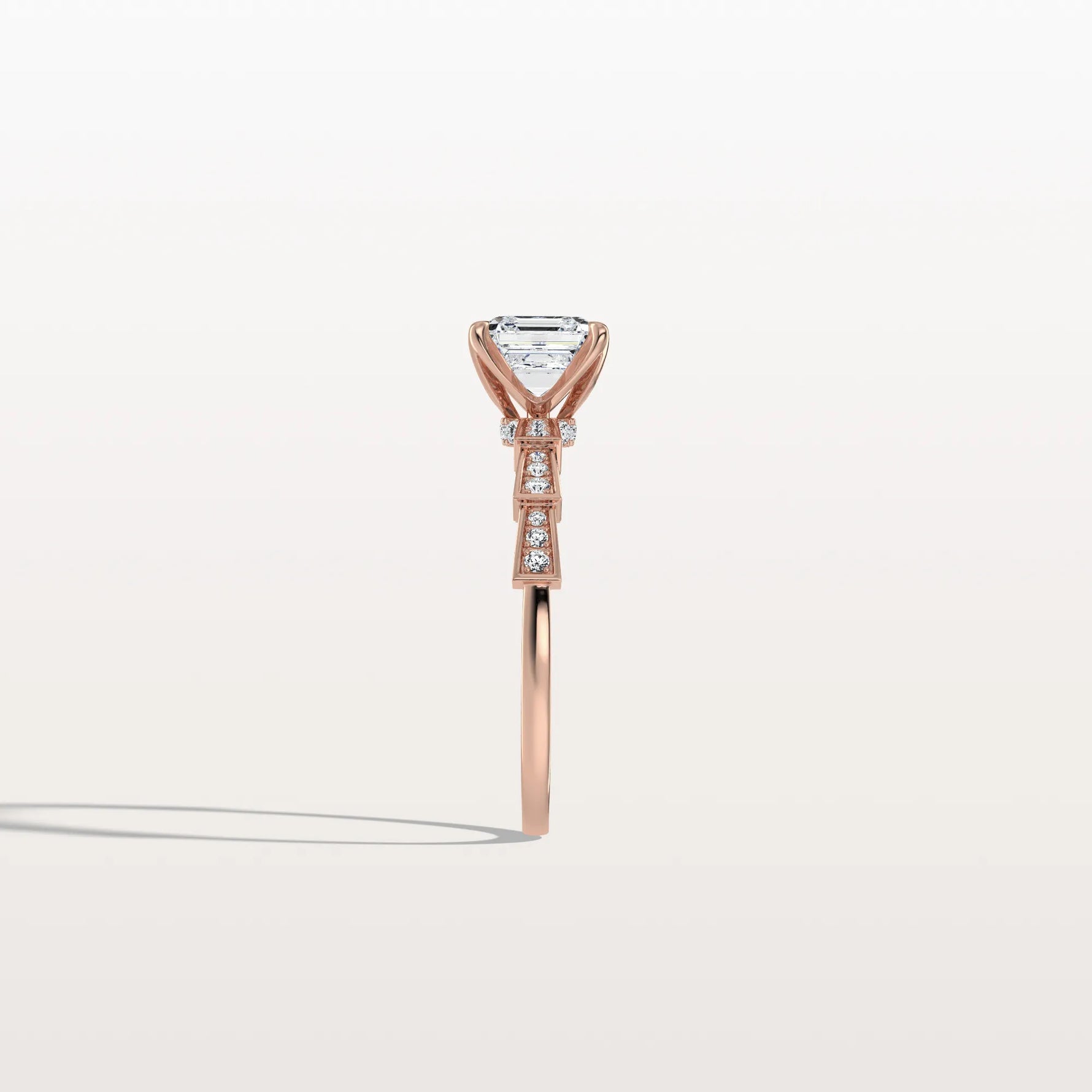 Hidden Halo Asscher Cut 1CT Lab Grown Diamond Pave Ring - Rings