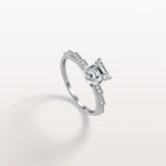Hidden Halo Asscher Cut 1CT Lab Grown Diamond Pave Ring - Rings