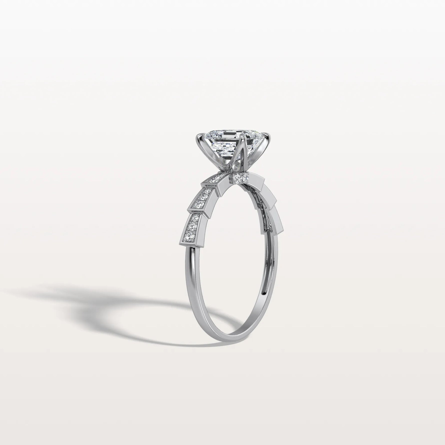 Hidden Halo Asscher Cut 1CT Lab Grown Diamond Pave Ring - Rings