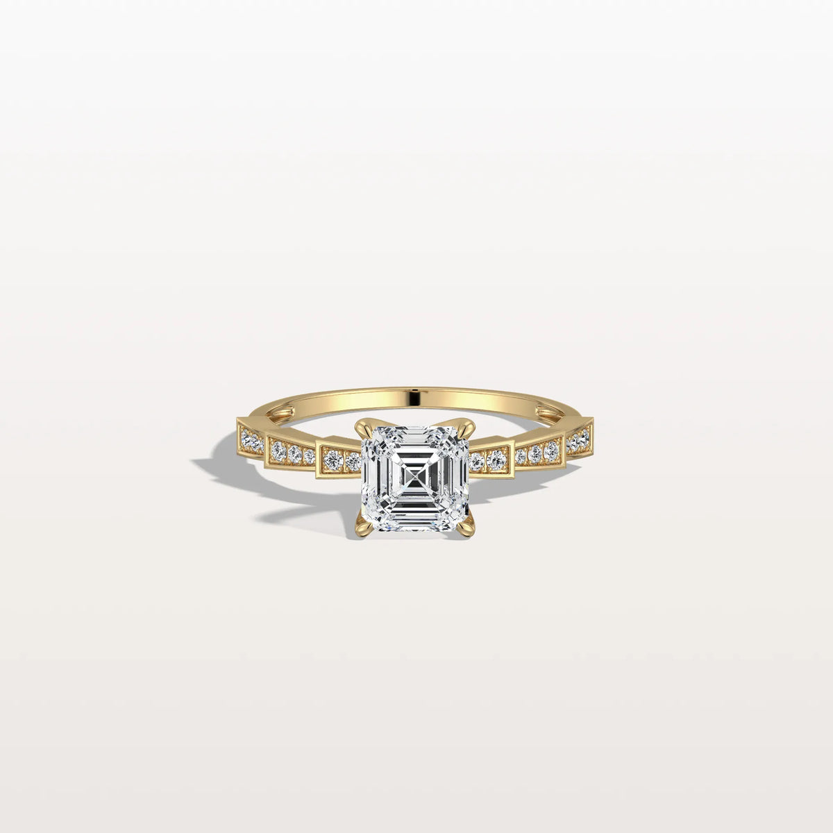 Hidden Halo Asscher Cut 1CT Lab Grown Diamond Pave Ring - Rings