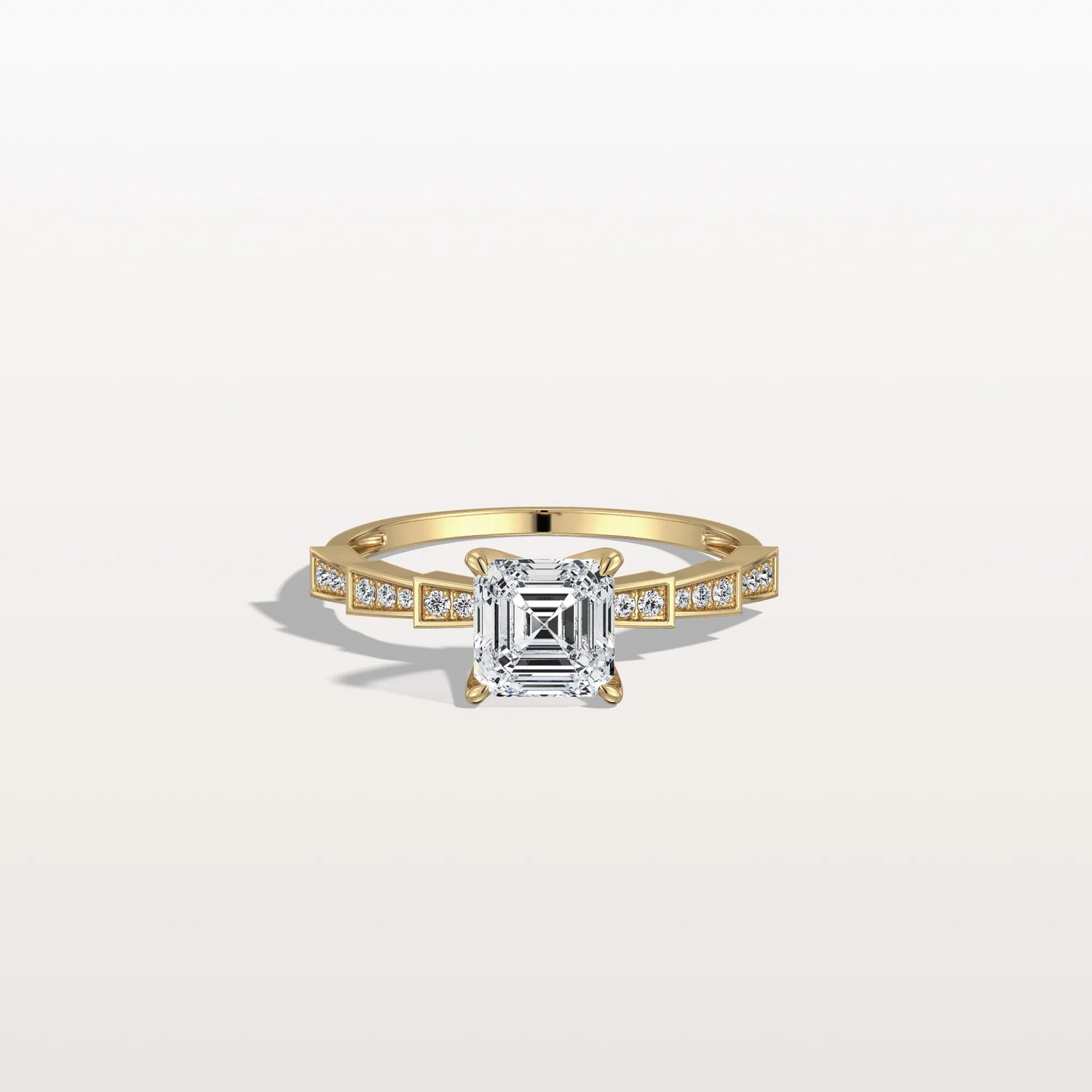 Hidden Halo Asscher Cut 1CT Lab Grown Diamond Pave Ring - Rings