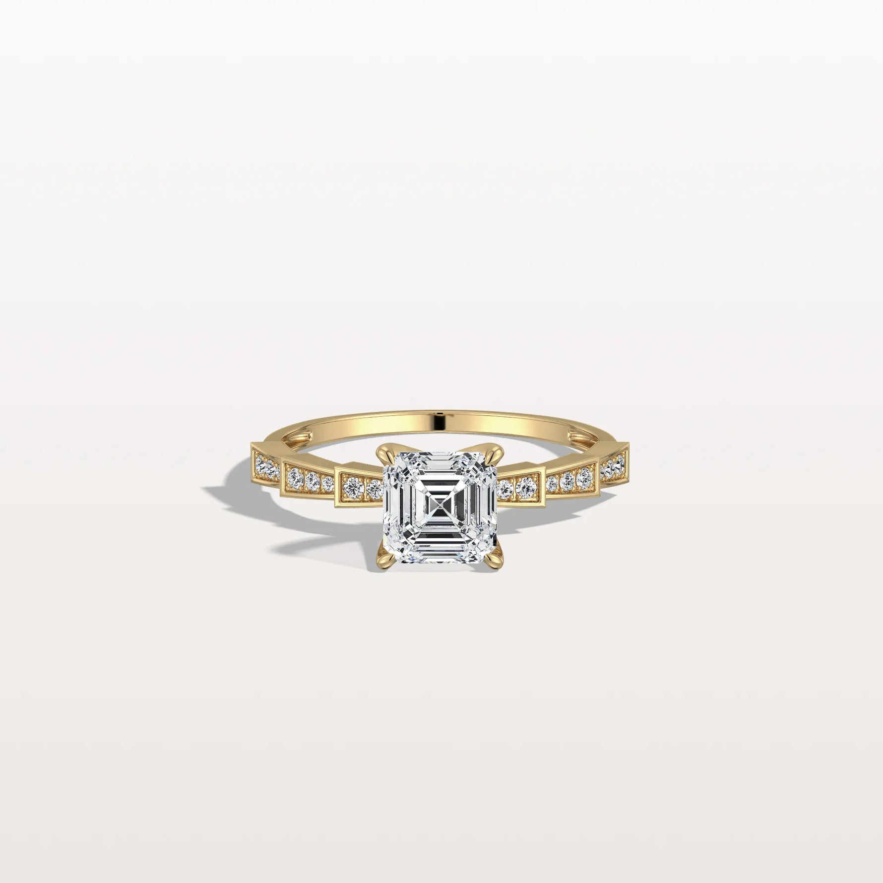 Hidden Halo Asscher Cut 1CT Lab Grown Diamond Pave Ring - Rings
