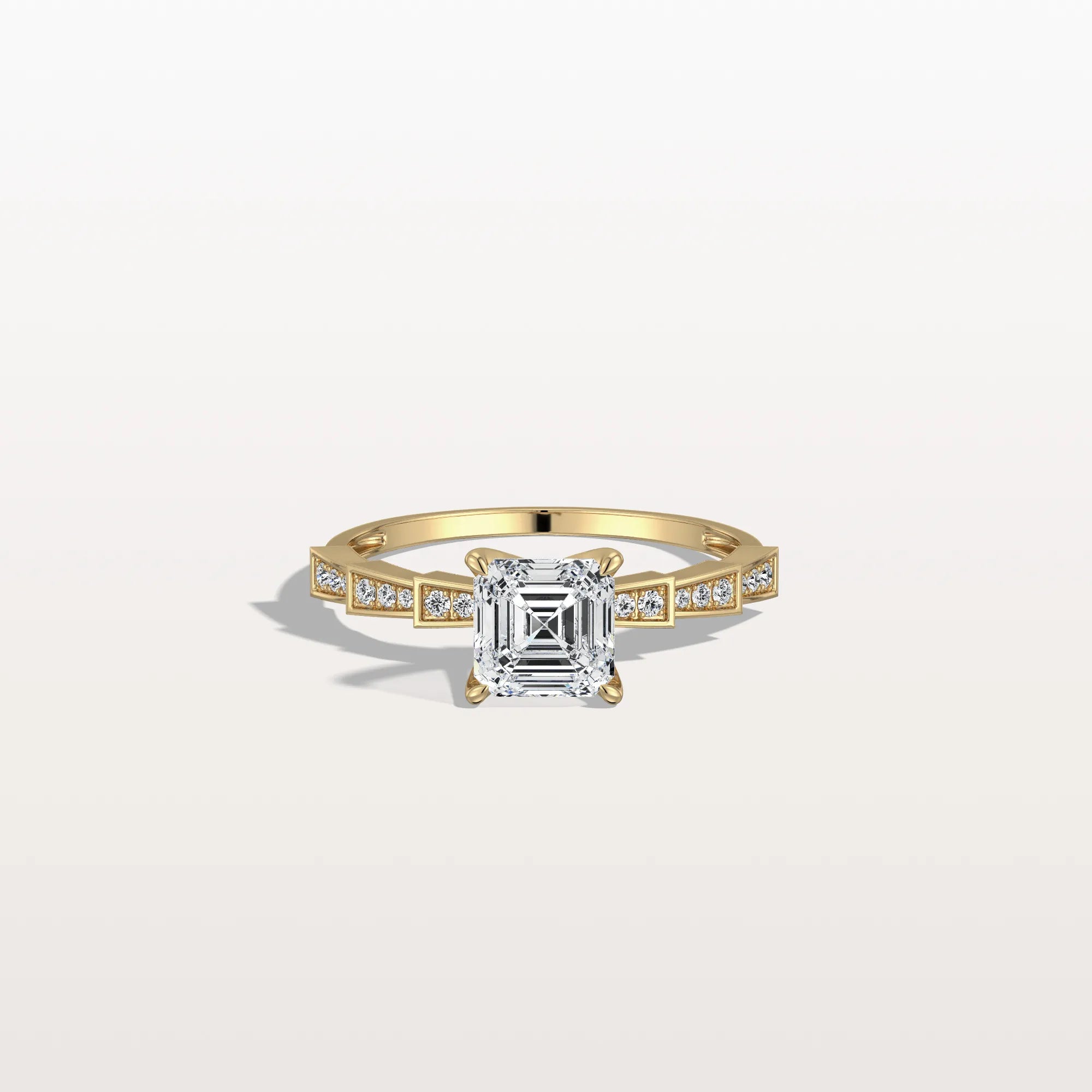 Hidden Halo Asscher Cut 1CT Lab Grown Diamond Pave Ring - Rings
