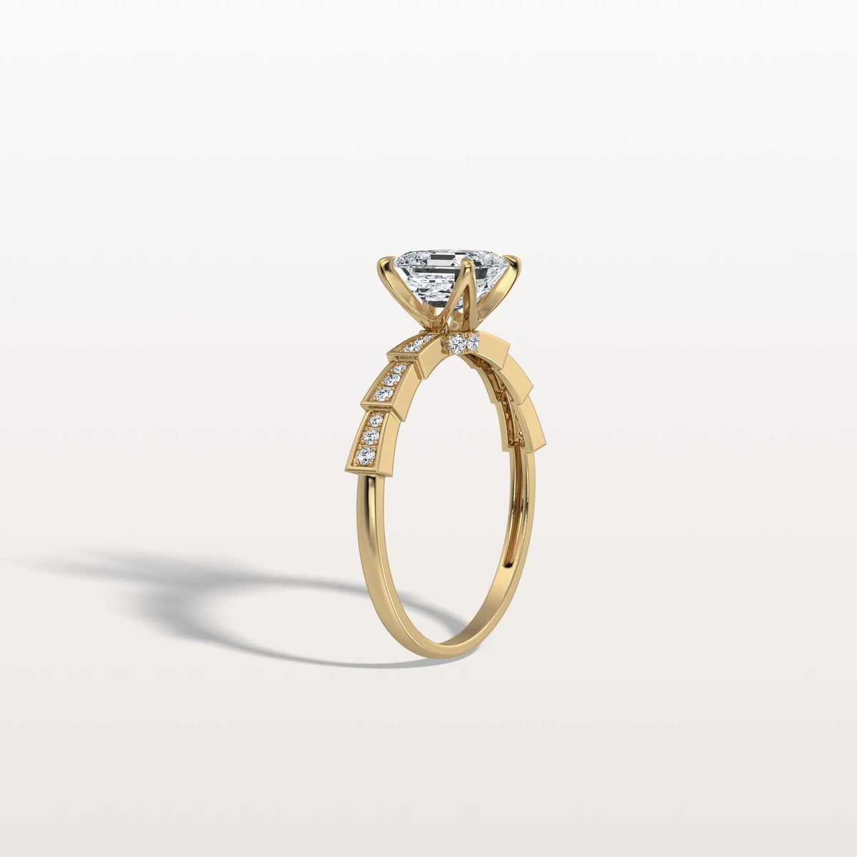 Hidden Halo Asscher Cut 1CT Lab Grown Diamond Pave Ring - Rings