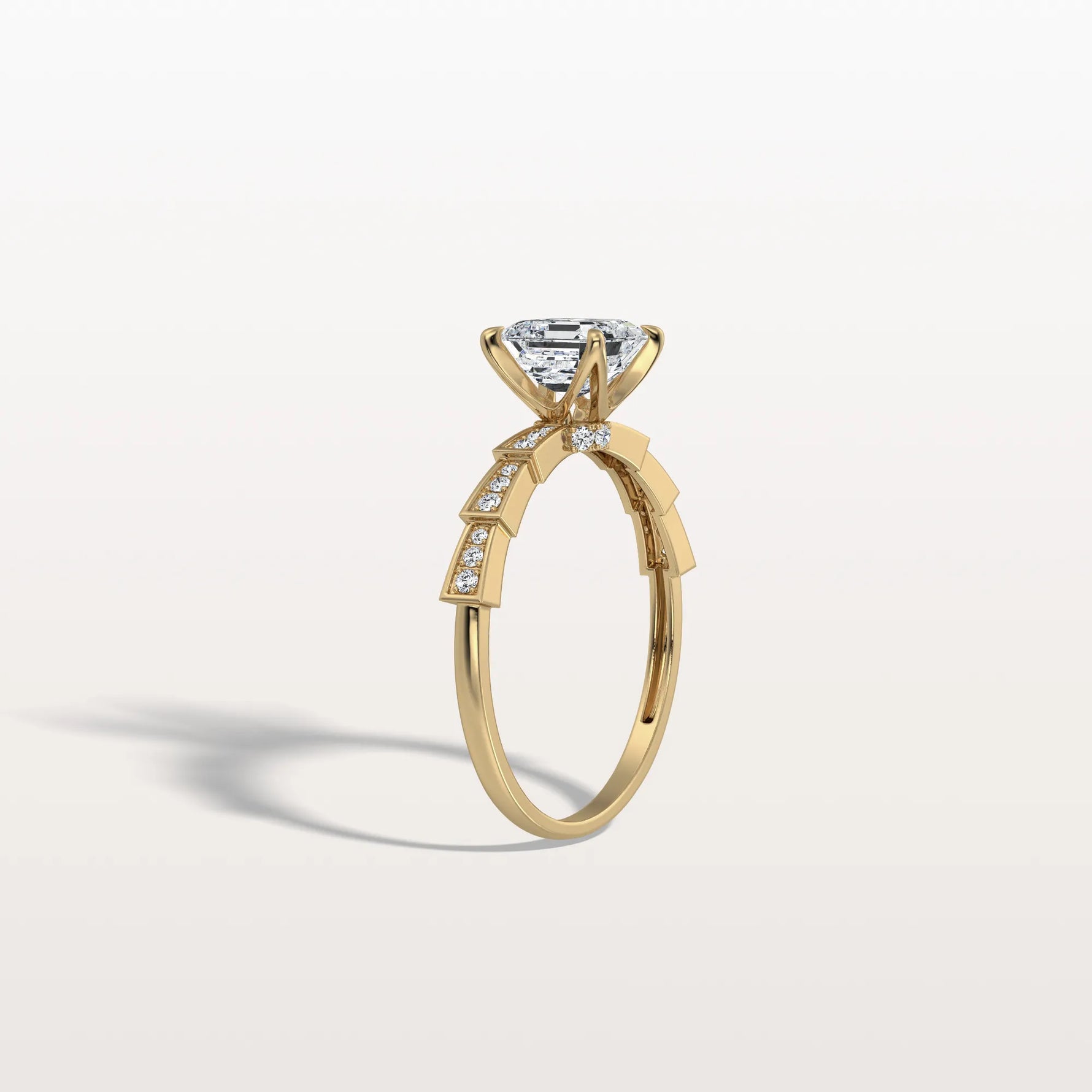 Hidden Halo Asscher Cut 1CT Lab Grown Diamond Pave Ring - Rings