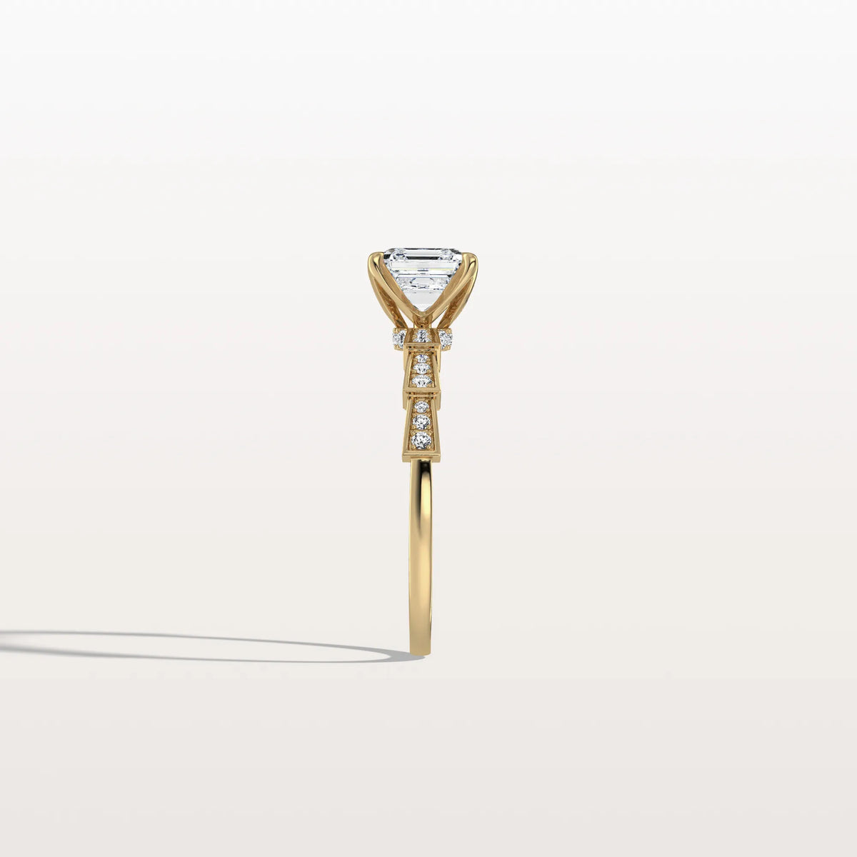 Hidden Halo Asscher Cut 1CT Lab Grown Diamond Pave Ring - Rings