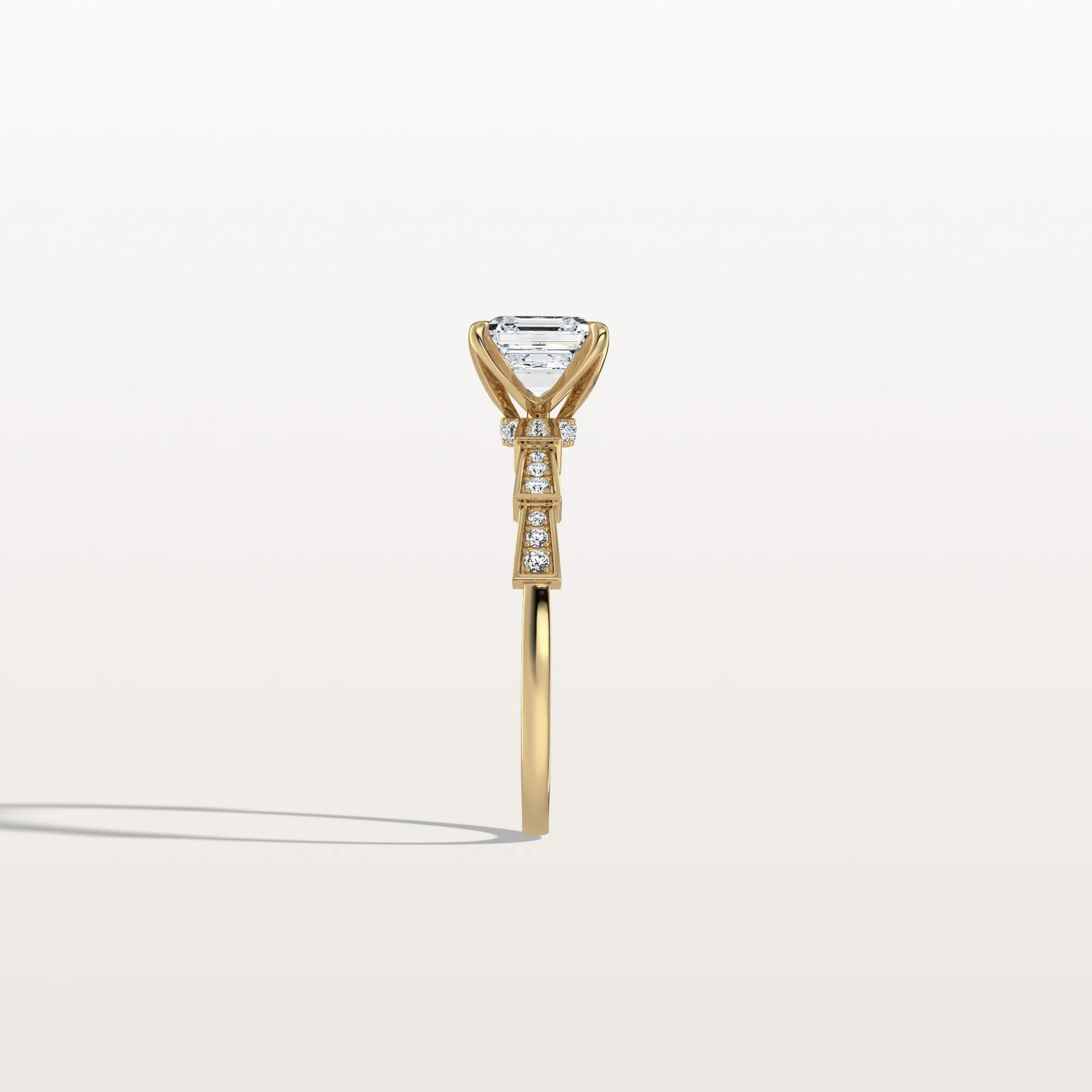 Hidden Halo Asscher Cut 1CT Lab Grown Diamond Pave Ring - Rings