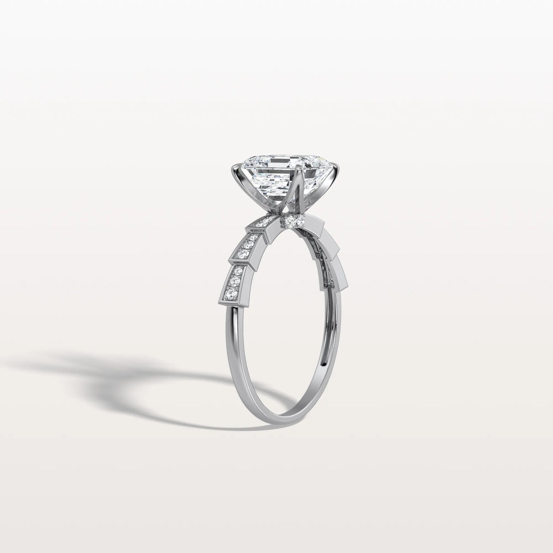 Hidden Halo Asscher Cut 2CT Lab Grown Diamond Pave Ring - Rings