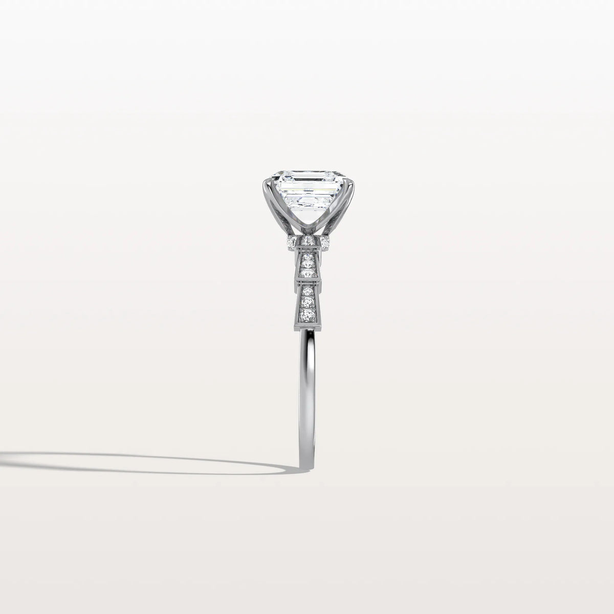 Hidden Halo Asscher Cut 2CT Lab Grown Diamond Pave Ring - Rings