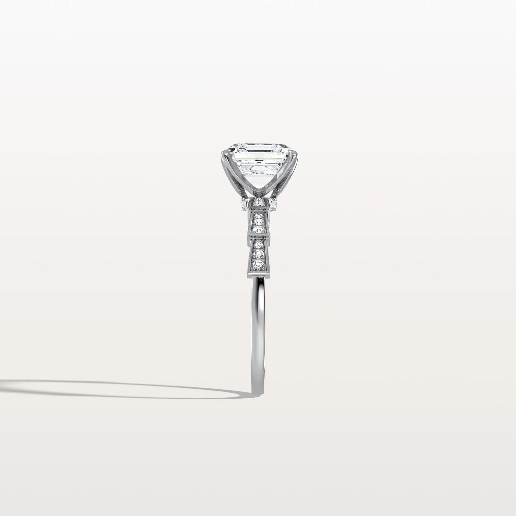 Hidden Halo Asscher Cut 2CT Lab Grown Diamond Pave Ring - Rings