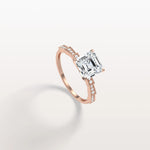 Hidden Halo Asscher Cut 2CT Lab Grown Diamond Pave Ring - Rings
