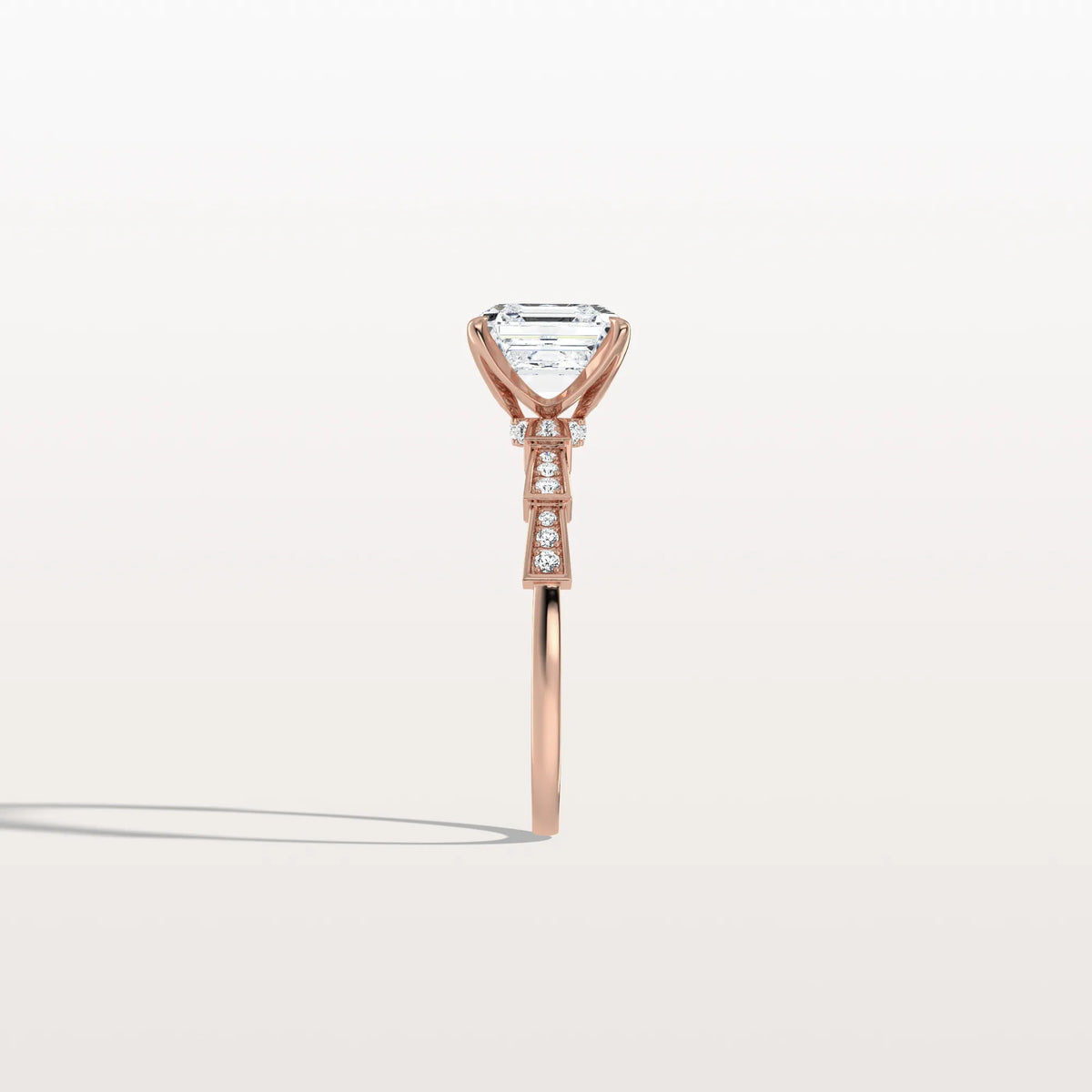 Hidden Halo Asscher Cut 2CT Lab Grown Diamond Pave Ring - Rings